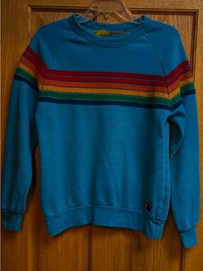 Aviator Nation Blue Retro 6 Striped Crewneck! Size Small!